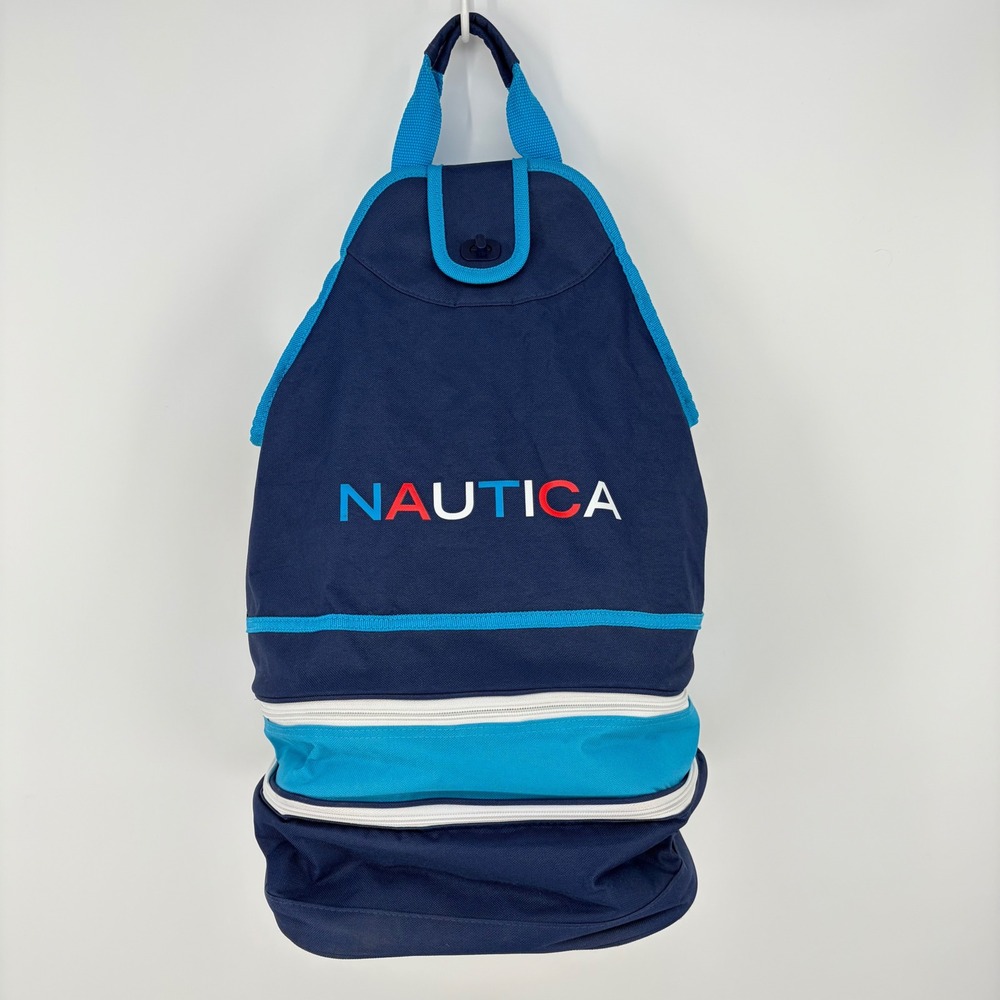 Nautica Sling Backpack Insulated Cooler Compartment Navy Blue Collapsible 20x12